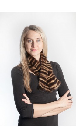 Mink fur scarf - striped